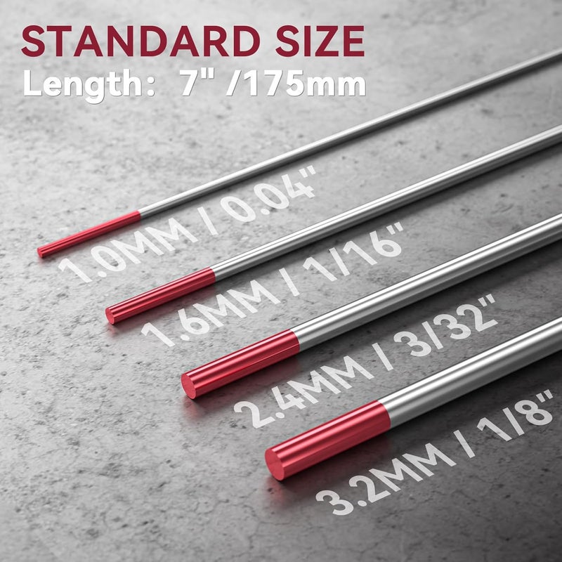 ARCCAPTAIN TIG Tungsten, TIG Welding Tungsten Electrode Red - 5pc 1/16" x 7" & 5pc 3/32" x 7" (WT20/EWth-2) - Image 3